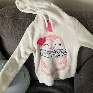 Isaac Mizrahi White Hoodie with Pink Sequin Penguin